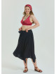 Black Plus Size Skirt with Waist Tie and Gipe Detail 4590